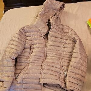 Women's Quilted Hooded Jacket - Beige
